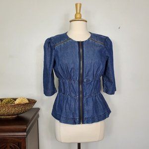 Christiana Zinn Chambray Zip Jean Jacket, Size M